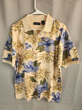 Stylo Cream Polo with Blue Floral Print
